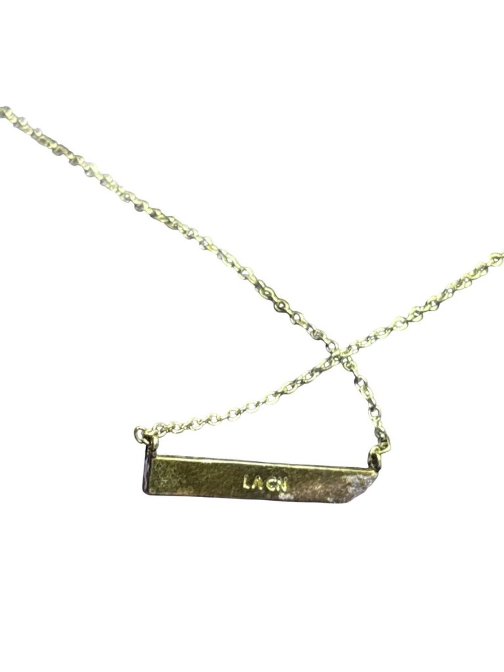 LA CN Clear CZ Pave Bar Silvertone Chain Necklace 18 - 20 inches Long - Picture 3 of 4